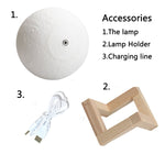 Rechargeable 3D Printed Moon Lamp Creative Gift