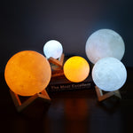 Rechargeable 3D Printed Moon Lamp Creative Gift