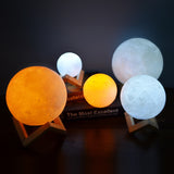 Rechargeable 3D Printed Moon Lamp Creative Gift