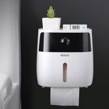 Waterproof Wall Mount Toilet Paper Holder Shelf Toilet Paper Tray Roll Paper Tube Storage Box Creative Tray Tissue Box Home